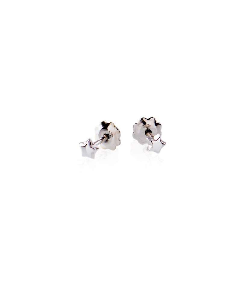 Pendientes  bebé Oro blanco 18k estrella 3 mm