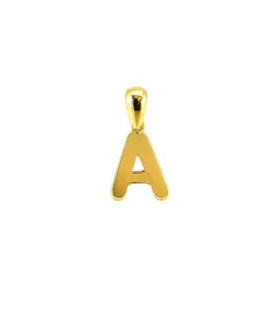 Colgante con letra A de oro amarillo de 18 quilates con acabado pulido y diseño moderno.