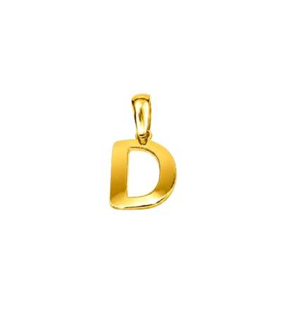 Colgante con letra D de oro amarillo de 18 quilates con diseño redondeado y acabado pulido.