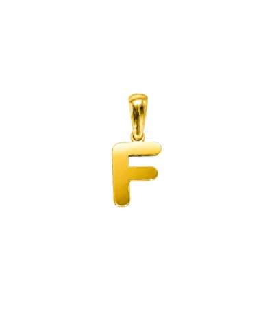 Colgante con letra F de oro amarillo de 18 quilates con diseño moderno y acabado pulido.