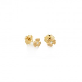 Pendientes  bebé Oro 18k flor y circonita